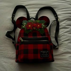 COPY - Red and black plaid, Christmas Disney Loungefly. Brand new. Never used.